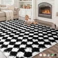 thumbnail image 1 of CozyDesg Large Rugs,8'x10' Soft Fluffy Shag Indoor Floor Carpet for Living Room Bedroom Dining Room Office Home Decor,Black & White, 1 of 7
