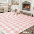 thumbnail image 1 of CozyDesg Large Rugs,8'x10' Soft Fluffy Shag Indoor Floor Carpet for Living Room Bedroom Dining Room Office Home Decor,Pink & White, 1 of 7