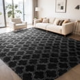 thumbnail image 1 of CozyDesg 8'x10' Area Rugs for Living Room，Black Rugs Shag Fluffy Shaggy Bedside Carpet, Large rug for Living Room Bedroom Dining Room Office Home Decor,Black & White, 1 of 8