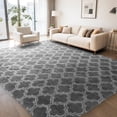 thumbnail image 1 of CozyDesg 8'x10' Area Rugs for Living Room，Black Rugs Shag Fluffy Shaggy Bedside Carpet, Large rug for Living Room Bedroom Dining Room Office Home Decor,Dark Gray & White, 1 of 8