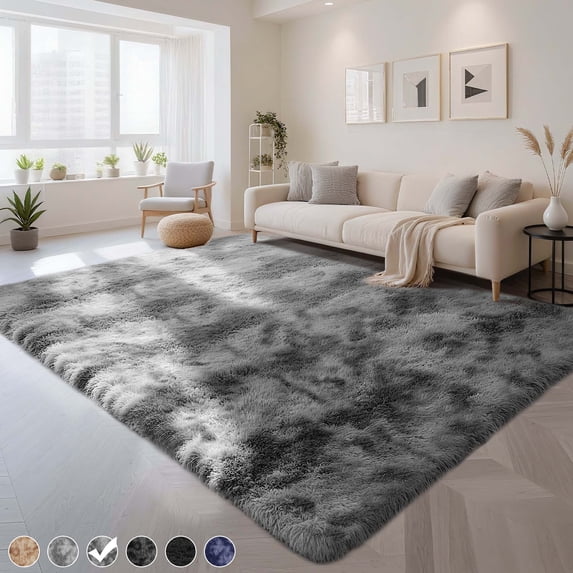 CozyDesg 8ft x 10ft Area Rugs, Soft Fluffy Area Rugs Floor Mat Floor Rugs for Living Room Bedroom Modern Decor Carpet, Dark Gray