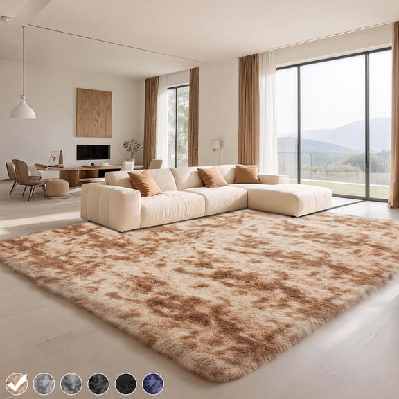 CozyDesg 9ft x 12ft Area Rugs, Soft Fluffy Area Rugs Floor Mat Floor Rugs for Living Room Bedroom Modern Decor Carpet,Camel