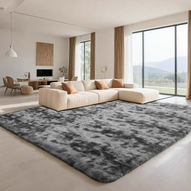 CozyDesg 9ft x 12ft Area Rugs, Soft Fluffy Area Rugs Floor Mat Floor Rugs for Living Room Bedroom Modern Decor Carpet,Dark Gray
