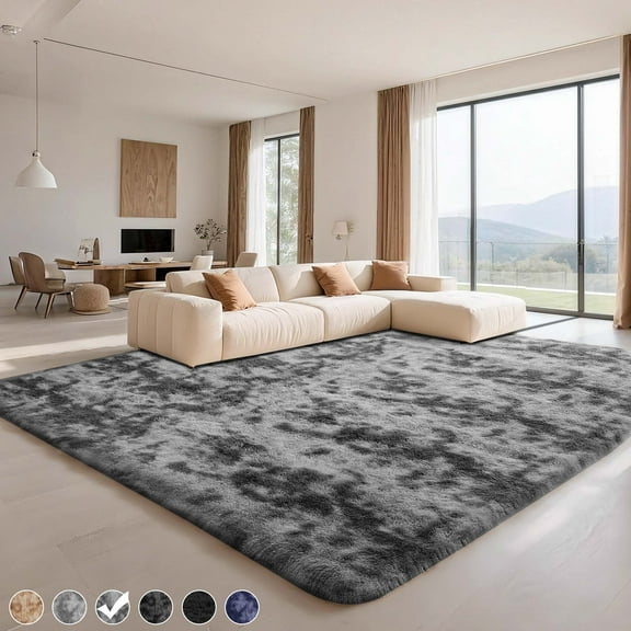 CozyDesg 9ft x 12ft Area Rugs, Soft Fluffy Area Rugs Floor Mat Floor Rugs for Living Room Bedroom Modern Decor Carpet,Dark Gray