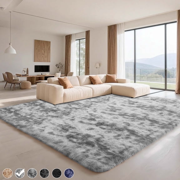 CozyDesg 9ft x 12ft Area Rugs, Soft Fluffy Area Rugs Floor Mat Floor Rugs for Living Room Bedroom Modern Decor Carpet,Light Gray
