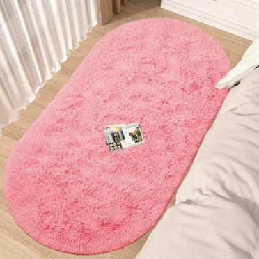 CozyDesg Oval Area Rugs,Ultra Soft Modern Throw Rugs for Bedroom，Small Area Rugs,2.6*5.3ft Shag Fluffy Carpet for Bedside Home Decor,Pink