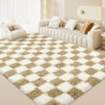 thumbnail image 1 of CozyDesg Shag Area Rugs,5'x8' Soft Fluffy Floor Rugs Checkered Carpet，Washable Area Rugs for Living Room Bedroom Decor,Beige & White, 1 of 7