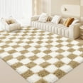 thumbnail image 1 of CozyDesg Shag Area Rugs, 8'x10' Soft Fluffy Floor Rugs Checkered Carpet，Washable Area Rugs for Living Room Bedroom Decor,Beige & White, 1 of 7