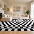 thumbnail image 1 of CozyDesg Shag Area Rugs, 8'x10' Soft Fluffy Floor Rugs Checkered Carpet，Washable Area Rugs for Living Room Bedroom Decor,Black & White, 1 of 7