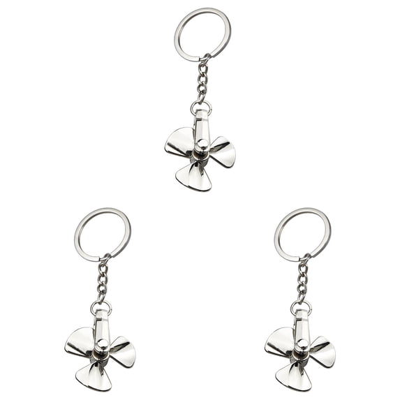 CozyFiel 3 Pcs Propeller Keychain Silver Metal 3D Rotating Charm Key ...