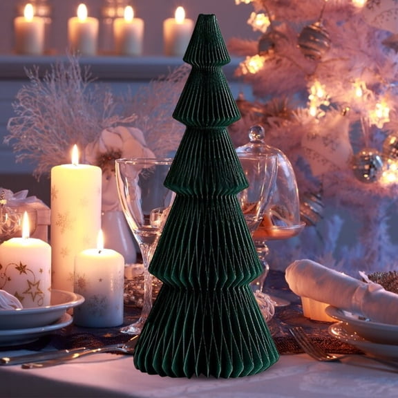 CozyFiel 5‑Layer Folded Paper Christmas Tree, Pleated 3D Paper Tabletop Tree for Home Mantel Shelf Seasonal Party Display Decor