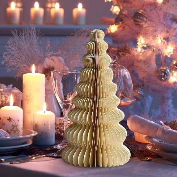 CozyFiel 9‑Layer Folded Paper Christmas Tree, Pleated 3D Paper Tabletop Tree for Home Mantel Shelf Seasonal Party Display Decor