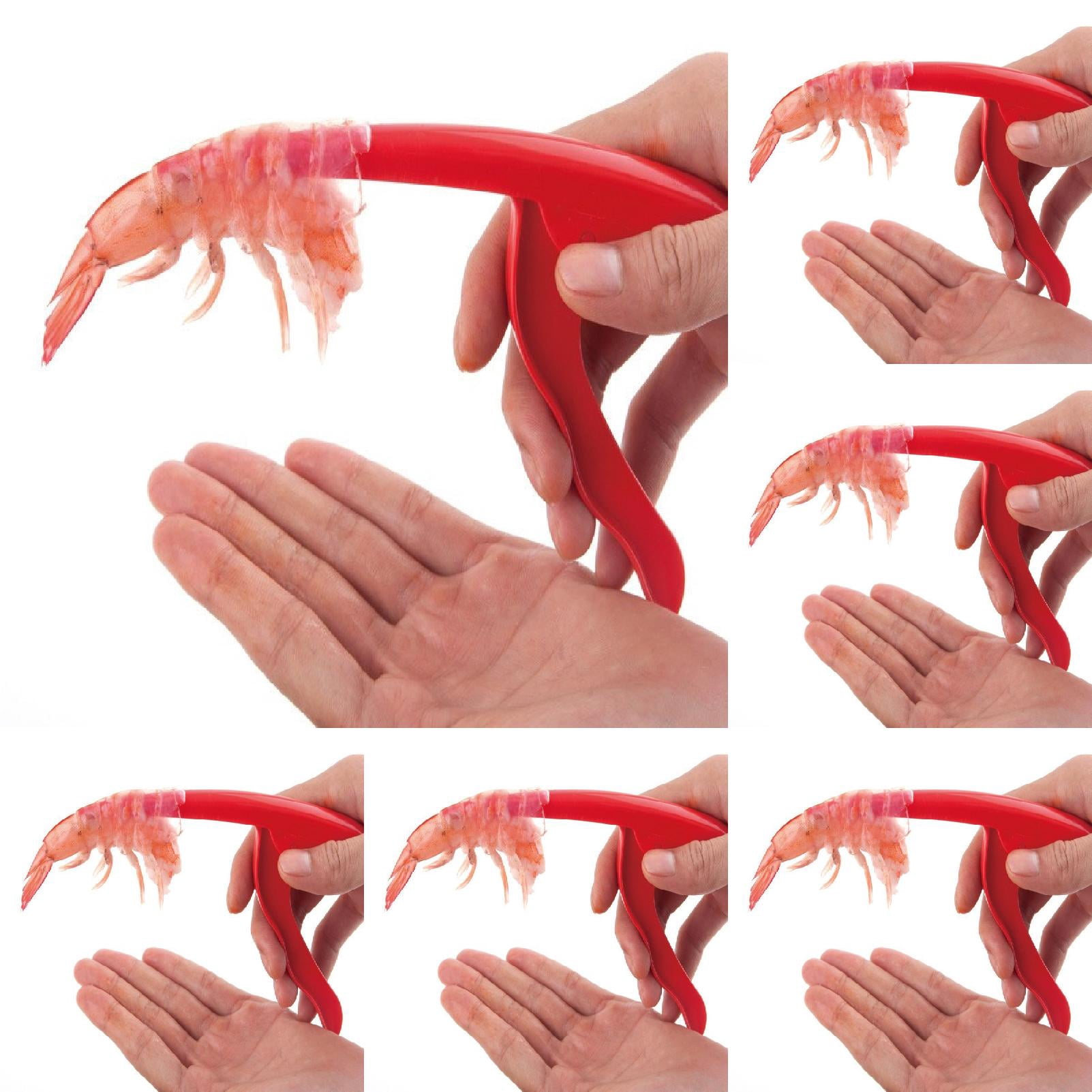 Prawn Shells CozyFiel Red Shrimp Peeler 5 Pack, Plastic Prawn Shell Deveiner Tools ...