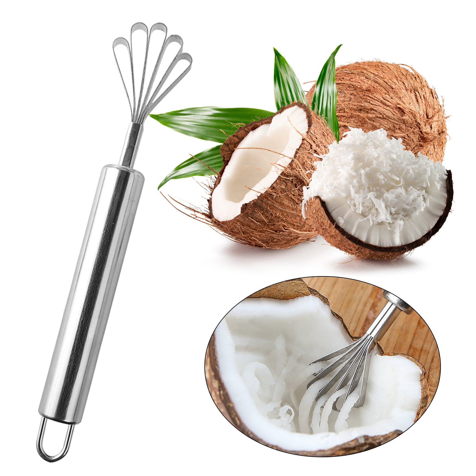 CozyFiel Stainless Steel Coconut Scraper, Petal Head Grater with Handle ...