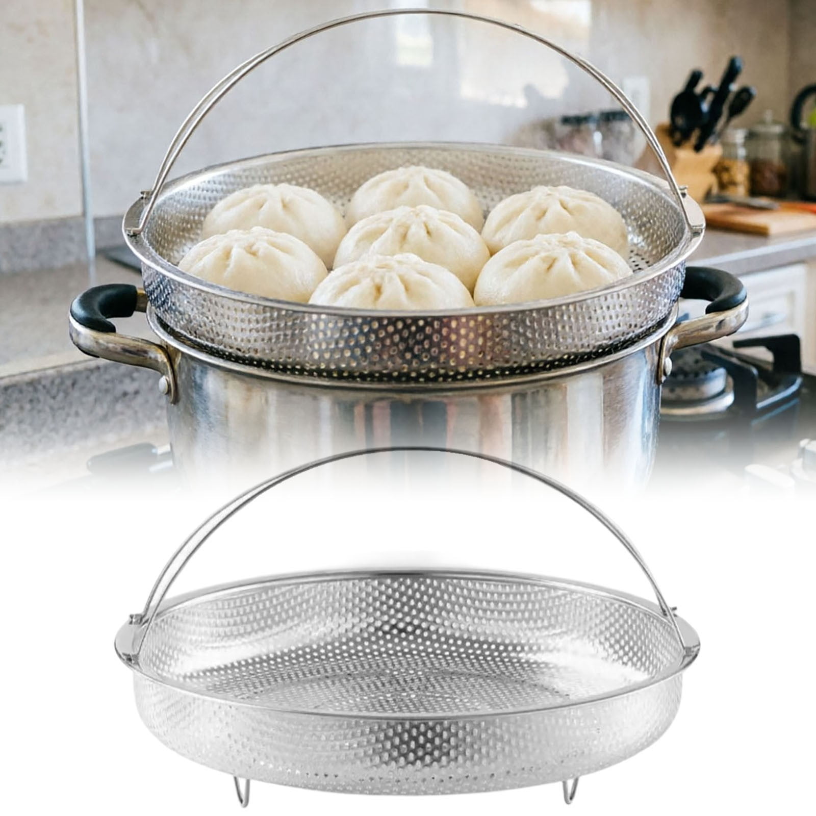 CozyFiel Stainless Steel Steamer Basket with Handle, Perforated Cooking ...