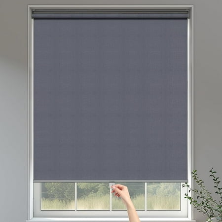 CozyHom 100% Blackout Roller Window Shades, Free-Stop Pull Down Shades for Windows with Thermal Insulated Waterproof Fabric, Roller Blinds for Indoor Windows, Office, Home, 25"x72", Black