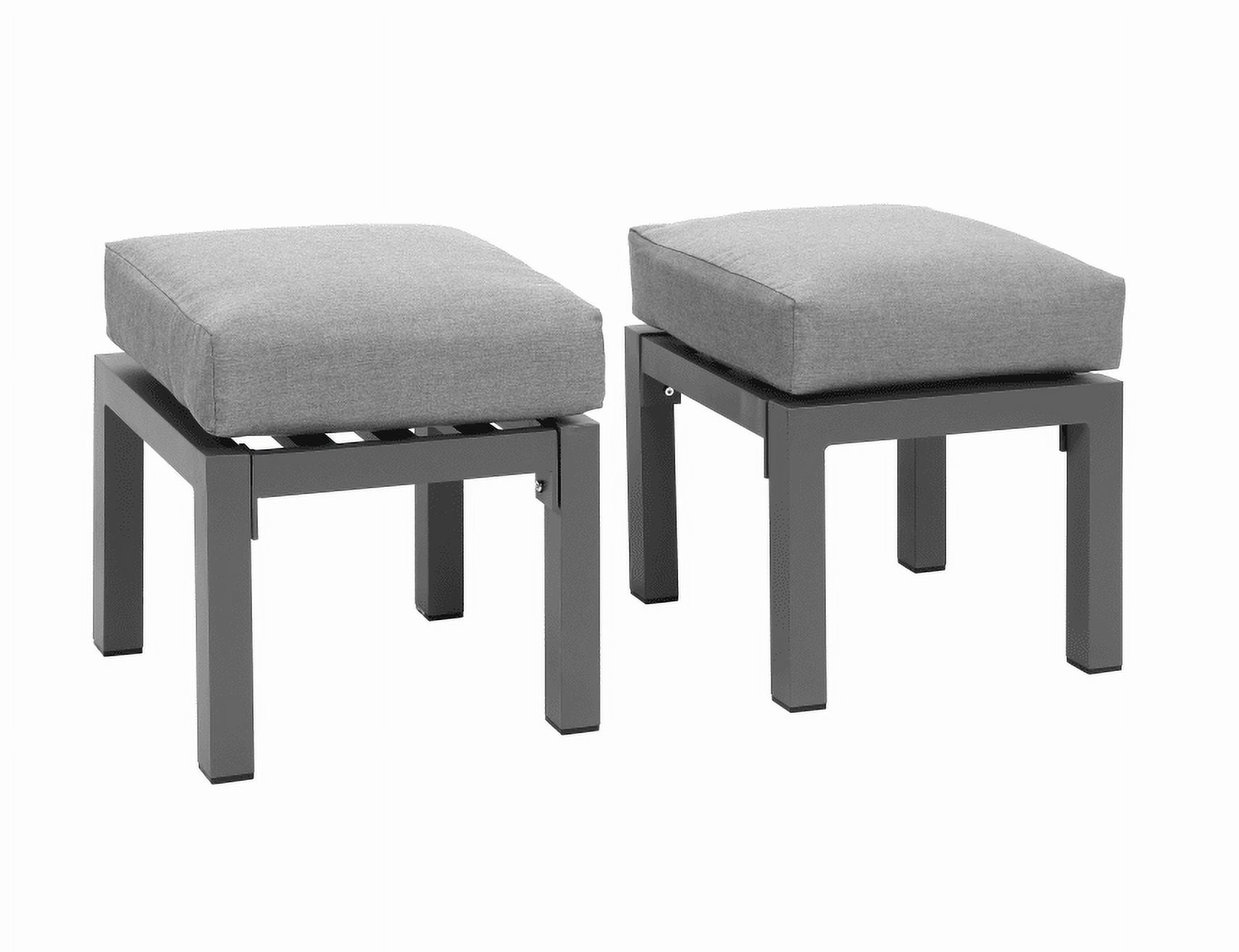 CozyHom 2 Pieces Assembled Patio Outdoor Ottomans, Modern Aluminum