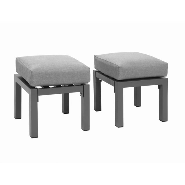 CozyHom 2 Pieces Assembled Patio Outdoor Ottomans, Modern Aluminum ...