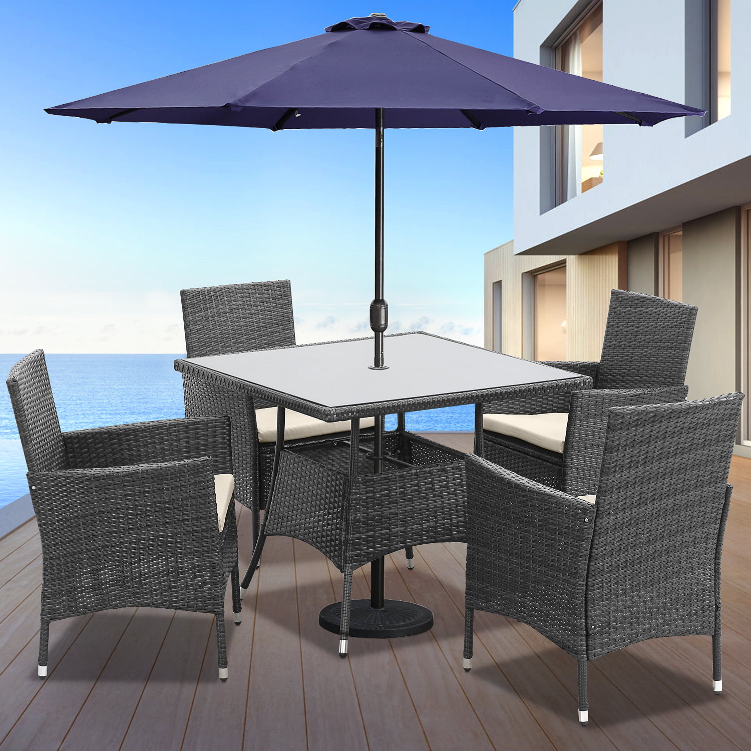 Best Choice Products 5Piece Indoor Outdoor Wicker Patio Dining Table