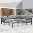 thumbnail image 1 of CozyHom 6-Seat Outdoor Patio Aluminum Sofa Furniture Sets Outdoor Metal Sectional Conversation Sofa Set with Table and Cushions, Gray, 1 of 7