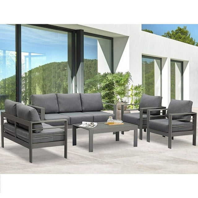 CozyHom 7 Seats Outdoor Patio Aluminum Sofa Furniture Sets Modern Patio