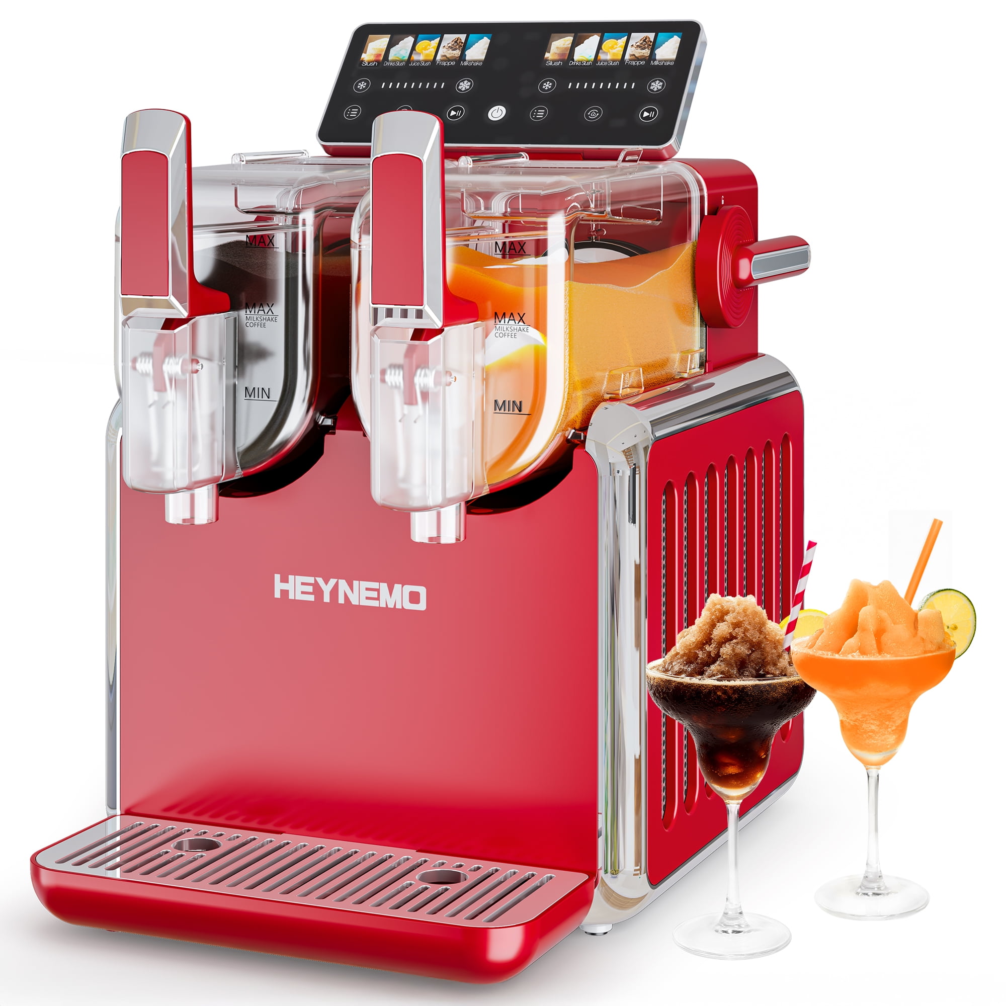 CozyHom Dual-Tank Slush Machine for Home: 169oz Frozen Drink Maker with Rapid Chill Technology, Self-Cleaning System & 5 Drink Modes, Keeps Drinks Frozen up to 12 Hours, ETL Certified,Red
