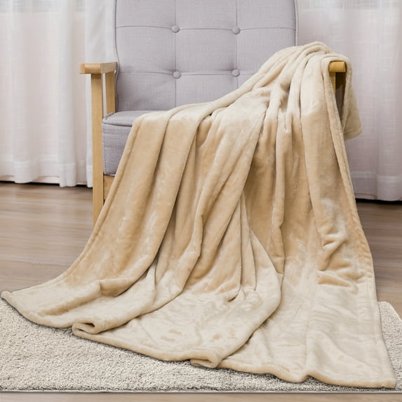 CozyHom Heated Electric Throw Blanket, Electric Throw 50"x 60", Double-Layer Flannel with 4 Hours Auto-Off 4 Heat Settings ETL Certified For Home & Office, Beige