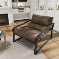 thumbnail image 1 of CozyHom Modern Accent Arm Chair Upholstered Lounge Chair with Cushion Chaise and Metal Frame for Living Room, Home Office, Brown, 1 of 8