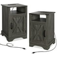 thumbnail image 1 of CozyHom Modern Farmhouse USB Nightstand Set of 2 With Storage Cabinet, End Side Table With Charging Station For Bedroom, Dark Grey, 1 of 8
