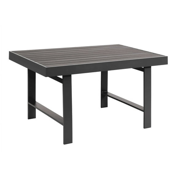 CozyHom Outdoor Dining Table Patio Steel Slat Rectangle Table,Long Outdoor Dining Table, High Table For Party, High Garden Table, Gray.