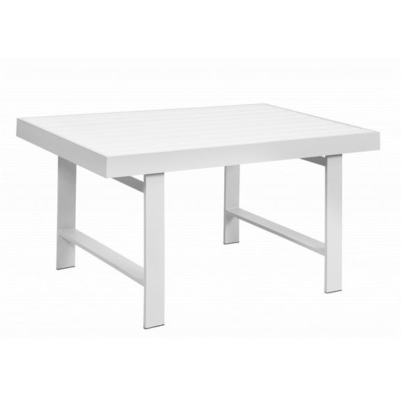 CozyHom Outdoor Dining Table Patio Steel Slat Rectangle Table,Long Outdoor Dining Table, High Table For Party, High Garden Table, Whtie