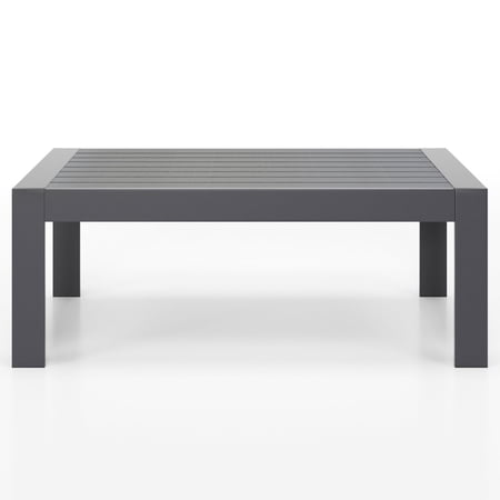 CozyHom Outdoor Patio Aluminum Coffee Table, Modern Patio Rectangular Metal Coffee Table, Gray