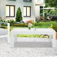 thumbnail image 1 of CozyHom Outdoor Patio Aluminum Coffee Table, Modern Rectangular Metal Dining Coffee Table, White, 1 of 9