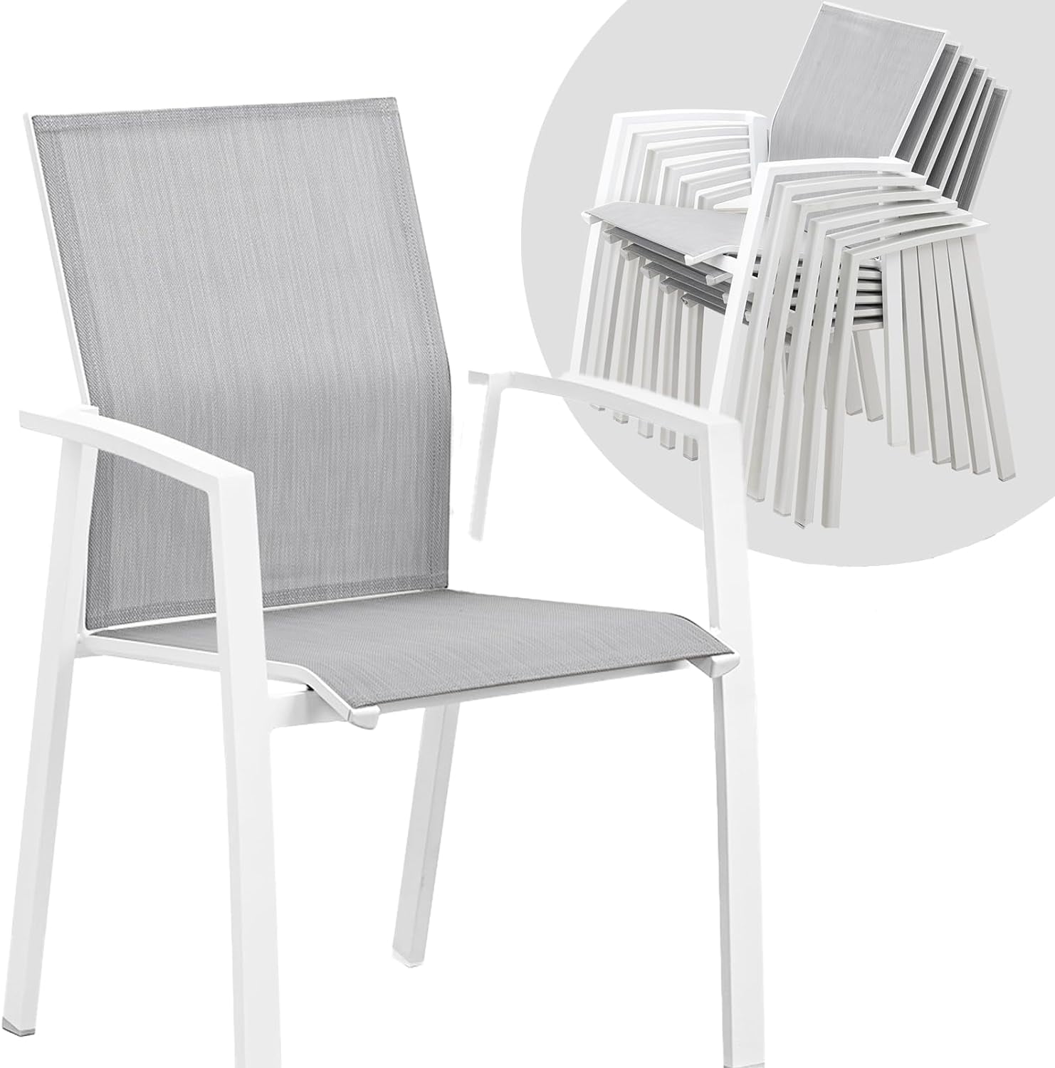 CozyHom Outdoor Patio Aluminum Dining Chairs Furniture Set of 6