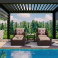 thumbnail image 1 of CozyHom Outdoor Patio Chairs Set Of 2 And Ottoman Rattan Conversation Sectional Sofa Sets, PE Wicker Rattan Patio Furniture Set, Patio Benches Coffee Table With Cushions, Khaki, 1 of 10