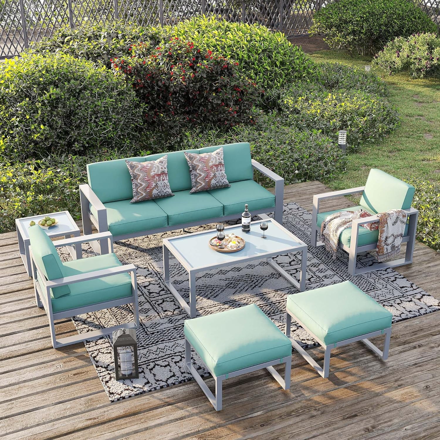 CozyHom Oversize Aluminum Patio Furniture Set 5 Pieces Modern