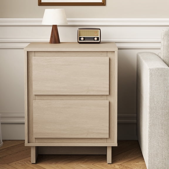 CozyHome 2-Drawer Dresser, Clean-Line Wood Design with Practical Storage, Perfect for Bedroom, Living Room, or Office, Beige