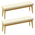 thumbnail image 1 of CozyHome 2-Piece Backless Patio Bench, Acacia Wood Dining Bench with Cushion for Outdoor Porch, Backyard, Garden, Lawn, Beige, 1 of 7