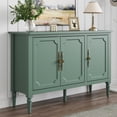 thumbnail image 1 of CozyHome 3-Door Storage Cabinet with Adjustable Shelves, Accent Sideboard Cabinet with Turned Legs, Wood Pantry Cabinet, Mid-Century Buffet Cabinet for Entryway, Living Room, Dining Room, Green, 1 of 9