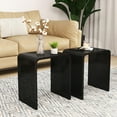 thumbnail image 1 of CozyHome Acrylic End Table Set of 2, Modern Lucite Side Table with Waterfall Edges, Contemporary Square Nightstand and Stool for Living Room and Bedroom, Black, 1 of 6