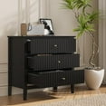CozyHome Black 3 Drawer Dresser, Painted 30 Inch Tall Wood Nightstand