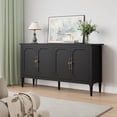 thumbnail image 1 of CozyHome Mid Century Modern Console Cabinet with Accent Storage, 4-Door Media Buffet for Living Room, Black, 1 of 8