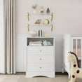 thumbnail image 1 of CozyHome Dresser with Drawers & Floating Shelves, 3 Drawer Dresser with Open Storage & Painted Finish, Modern Storage Dresser for Toddler Room, Bedroom, Closet, Hallway, White, 1 of 9