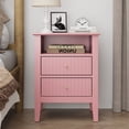 thumbnail image 1 of CozyHome Fluted Nightstand, Modern Side Table with 2 Drawers & Storage Shelf, Wood End Table for Living Room, Bedroom, Pink, 1 of 8