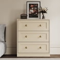 thumbnail image 1 of CozyHome Large Nighstand, Wood Night Stand with 3 Drawers, Wood Side Table with Golden Round Knobs, Modern End Table Chest of Drawers for Bedroom, Living Room, Hallway, Closet, Beige, 1 of 8