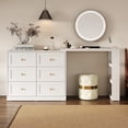 thumbnail image 1 of Cozy Home Makeup Vanity Desk With 6 Drawers, Corner Vanity Table with 3 Shelves - White, 1 of 10