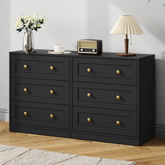 CozyHome Set of 2 Bedside Tables, Modern 3-Drawer Wooden Nightstands with Gold Knobs, Functional Accent Cabinets for Bedroom or Living Room