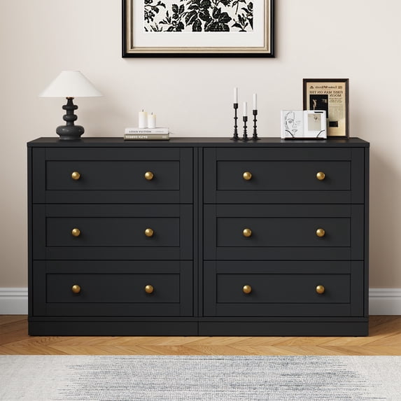 CozyHome Set of 2 Bedside Tables, Modern 3-Drawer Wooden Nightstands with Gold Knobs, Functional Accent Cabinets for Bedroom or Living Room