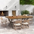thumbnail image 1 of CozyHomet Outdoor Dining Table for 6, 59" x 35" Rectangular Patio Dining Table, Aluminum Outdoor Table with Adjustable Foot Pads, Patio Furniture for Garden, Backyard, Poolside, or Indoor, Natural, 1 of 9