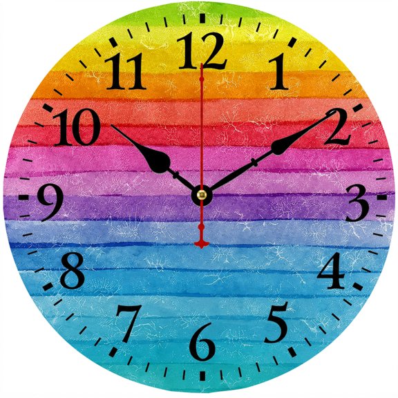 CozyHour 9.84 Inch Colorful Wall Clock, Round Decorative Clock with Rainbow Gradient Design, Easy to Read Numbers Analog Clock for Bedroom Living Room Office Home Decor
